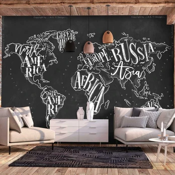 Artgeist Fototapetas - Retro Continents (Juodas)