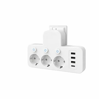 Sieninis adapteris su keitikliu 7 in 1, 3 AC ir 3 USB bei USB-C, 1 vnt.