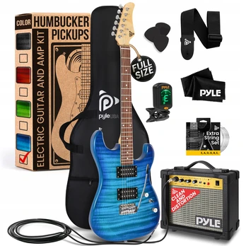 Pyle elektrinė gitara su stiprintuvu, 6 stygomis, mėlyna