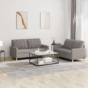 Sofos komplektas su pagalvėlėmis, 2 dalių, taupe, audinys kaina