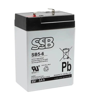 Akumuliatorius (AGM) SSB SB (5Ah, 6V, F1, VRLA)