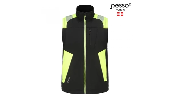 Softshell vest Vesta, black/yellow S, Pesso