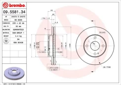 Stabdžių diskas BREMBO 09.5581.34 kaina