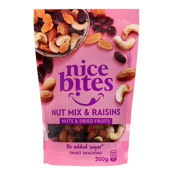 Riešutų ir razinų mišinys NICE BITES, 200 g