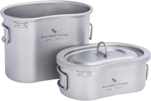 Titano stovyklavimo indų rinkinys: puodas 600ml, puodelis 300ml