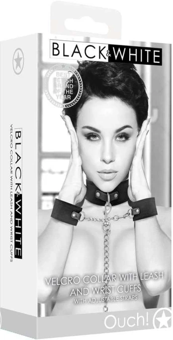 Ouch By Shots OUCH! Adjustable Velcro Collar with Leash and Suede-Lined Handcuffs