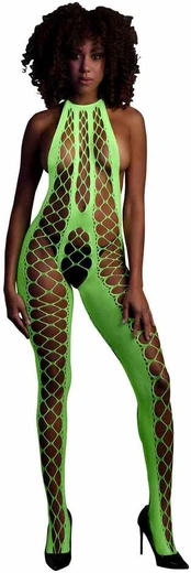 Ouch! Bodystocking with Halterneck - Žalias - XS/XL