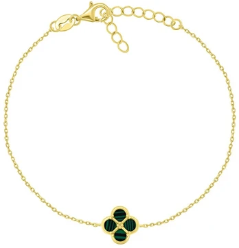 Brilio Silver Women's auksinis-plated bracelet with žalias four-leaf clover BRC255YG