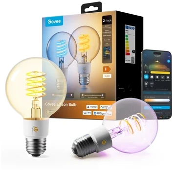 Govee E27 Smart Edison G80 älylamppu, 500 lm, 2-pack