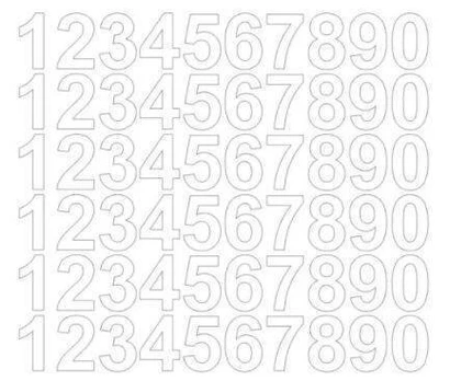 Lipnūs numerių lipdukai Drago, 3 cm, balti/matiniai