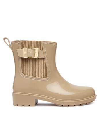 Guminiai batai Tommy Hilfiger Th Buckle Glossy Ankle Rain Boot FW0FW09543 Smėlio