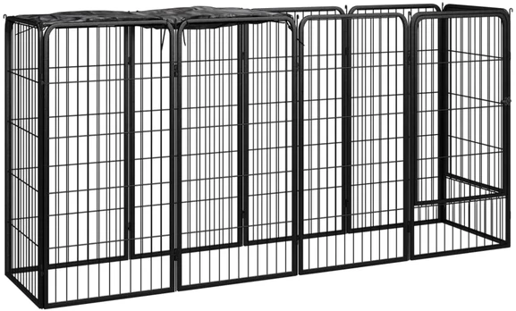 Šunų aptvaras, 10 segmentų, juodas, 50x100cm, plienas