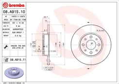 Stabdžių diskas BREMBO 08.A915.11 kaina