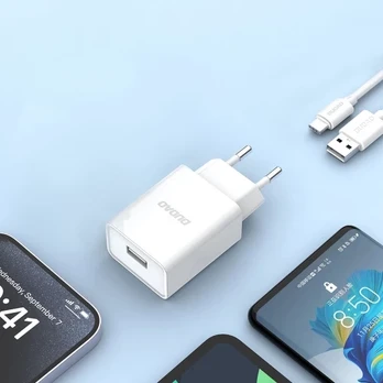 Dudao A4EU USB-A 2.1A wall charger - baltas + USB-A - USB-C cable