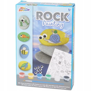 STONES TO PAINT CREATIVE KIT dažai lipdukai Grafix Snail Blue