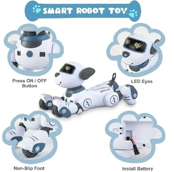 Nuotoliniu būdu valdomas šuo robotas , baltas/mėlynas