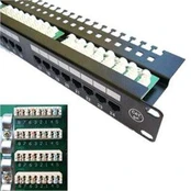 Kitas DATACOM Patch skydelis 19" UTP 24 prievadas CAT5E LSA 1U BK (3x8p) viršutinis švytėjimas