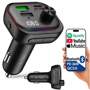 FM siųstuvas įkroviklis Bluetooth BT USB Type-C
