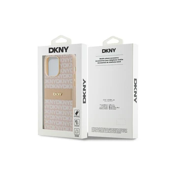 Dėklas DKNY PU Leather Repeat Pattern Tonal Stripe Case for iPhone 14 Pro Max Rožinė