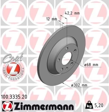 Stabdžių diskas ZIMMERMANN 100.3335.20