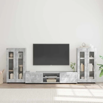 TV spintelių komplektas Betono pilka Apdirbta mediena