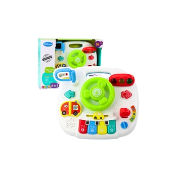 Lean Toys Panel Interactive Table Educational Steering Wheel 2in1 Lights Sounds