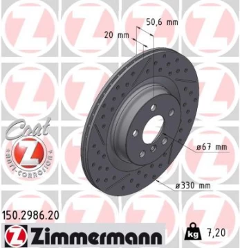 Stabdžių diskas ZIMMERMANN 150.2986.20