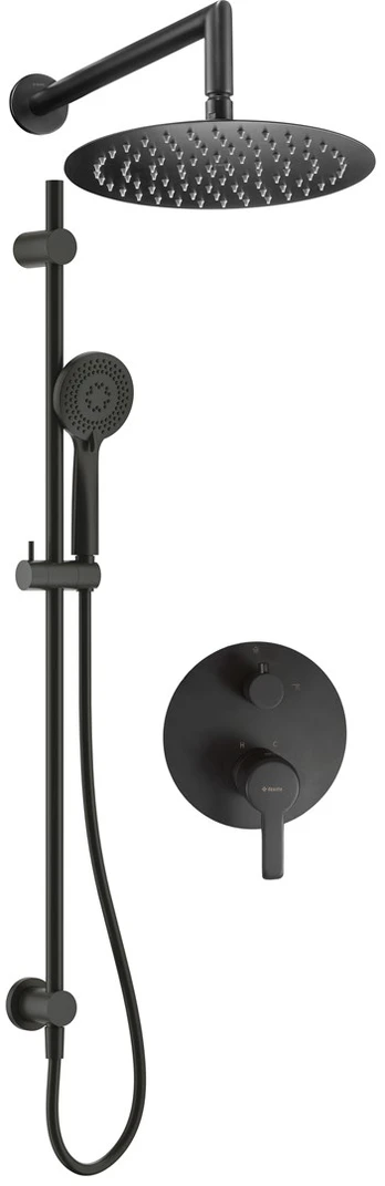 Concealed shower set with rail - with overhead shower