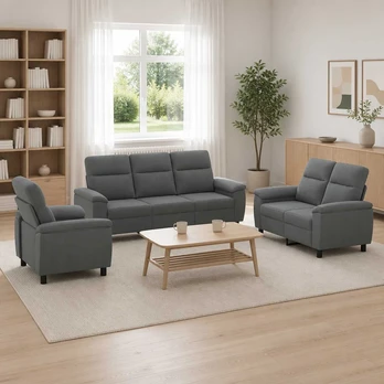 Sofa Sofos komplektas 3 vnt. Tamsiai pilka Audinys