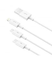 Baltas laidas USB - (MicroUSB + Lightning + Type-C) 3.5A 150cm "Baseus Superior"