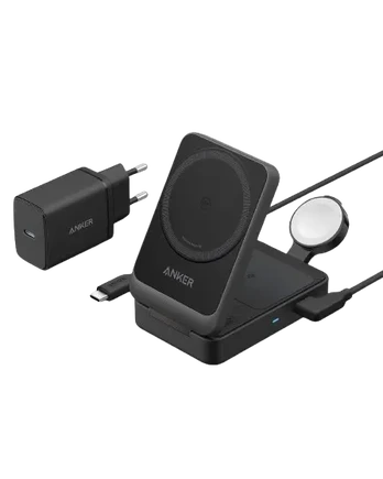 Įkroviklis Anker MagGo Charging Station (15W, Foldable 3-in-1) Black