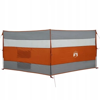 Camping Windbreak, pilkas ir oranžinis, 340x130 cm