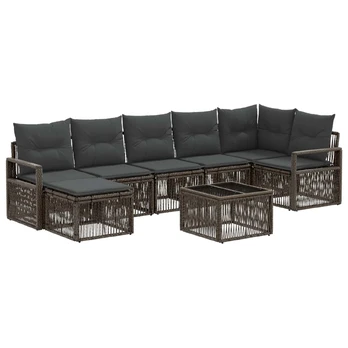 Sodo Sofų Rinkinys 8 pcs Pilka poliratanas