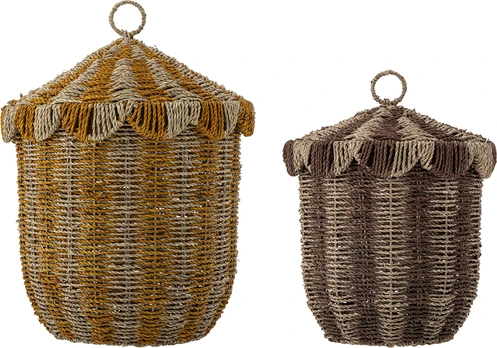 Bloomingville Mini - Cikkeline Basket w/Lid - Multi - Seagrass