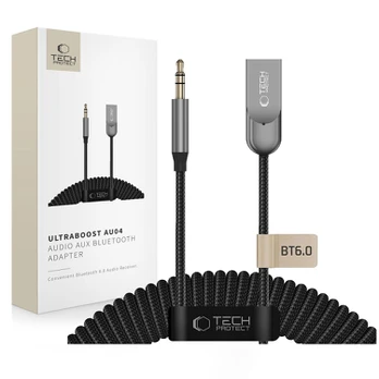 Pilkas audio AUX Bluetooth 6.0 adapteris "Tech-Protect Ultraboost AU04"