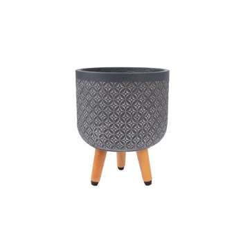 Vazonas PAO D24xH29.5cm su kojomis, tamsiai pilka