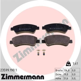 Stabdžių trinkelių rinkinys, diskinis stabdys ZIMMERMANN 23599.190.1