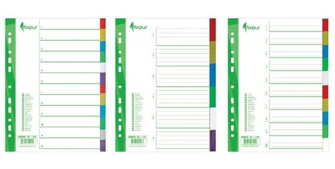 Divider Forpus, A4, 1-6 colors, plastic