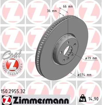 Stabdžių diskas ZIMMERMANN 150.2955.32