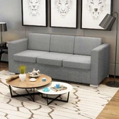 Trivietė sofa, audinys, šviesiai pilka kaina