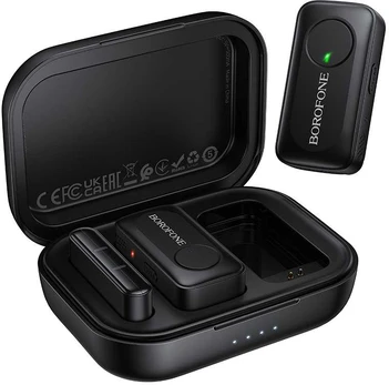 Borofone Lavalier wireless microphone BFK17 Lemai Type C juodas - 2 pieces