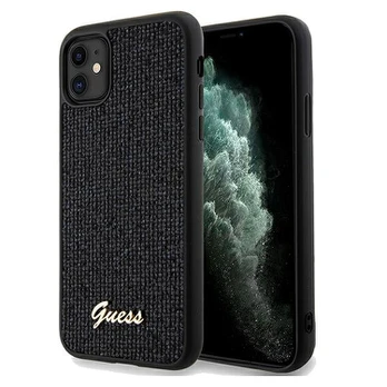 Guess dėklas iPhone 11 GUHCN61PMSDGSK HC PU DISCO SCRIPT METAL Juodas