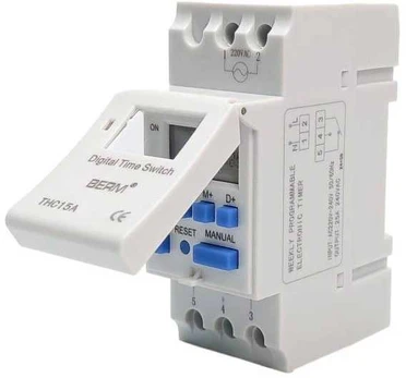 Laiko programuotojas DIN bėgiui - 220V - THC15A - Laikmatis