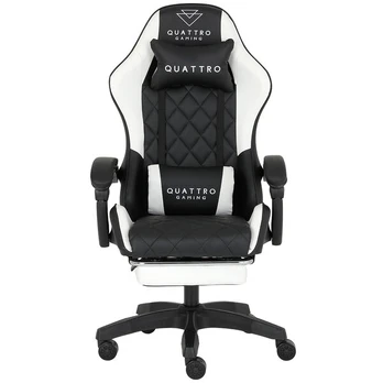 Žaidimų kėdė su pakoju Quattro Carbon White