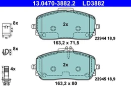 ATE 13.0470-3882.2 Brake pad set kaina