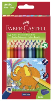 Faber-Castell - Jumbo Triangular colour pencils, wallet of 24 (116524) kaina