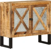Šoninė spintelė, 80x30x71cm, neapdorotas mango masyvas/metalas kaina