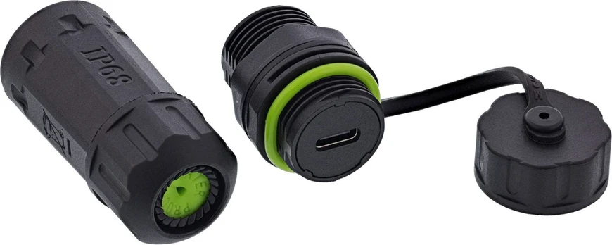 InLine USB-C kabelio mova trumpa IP68 2x USB-C lizdas ekranuotas