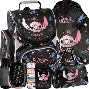 Stitch standi mokyklinė kuprinė 1–4 klasei, 6 dalių komplektas su priemonėmis