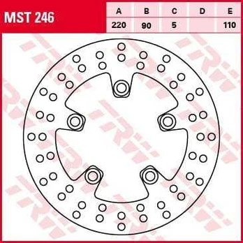 Brake disc MST246 rear fixed TRW 220/89/5mm/110mm